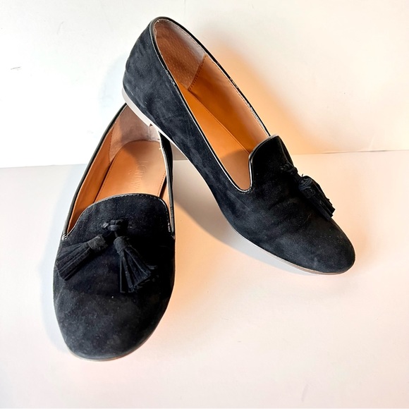 J. CREW Black Velvet Tasseled Slip On Loafers—SZ. 6.5